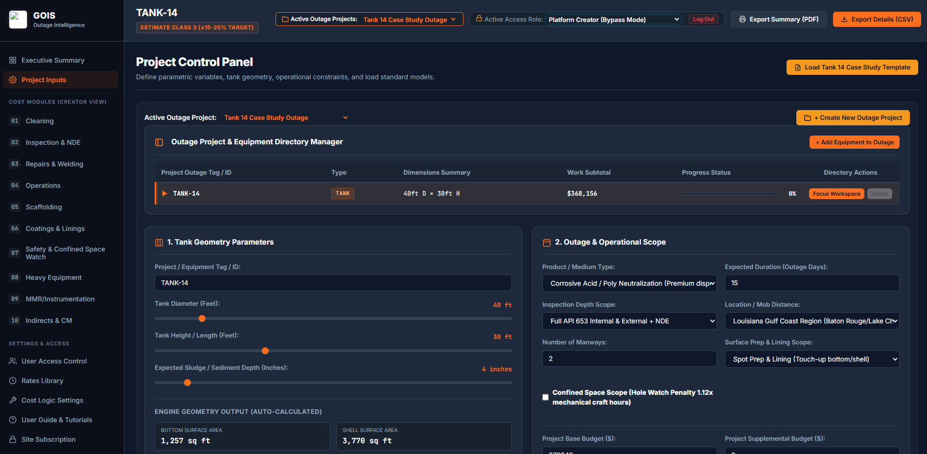 Dynamic Project Inputs